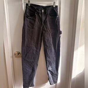 Black Denim cropped cargo jeans